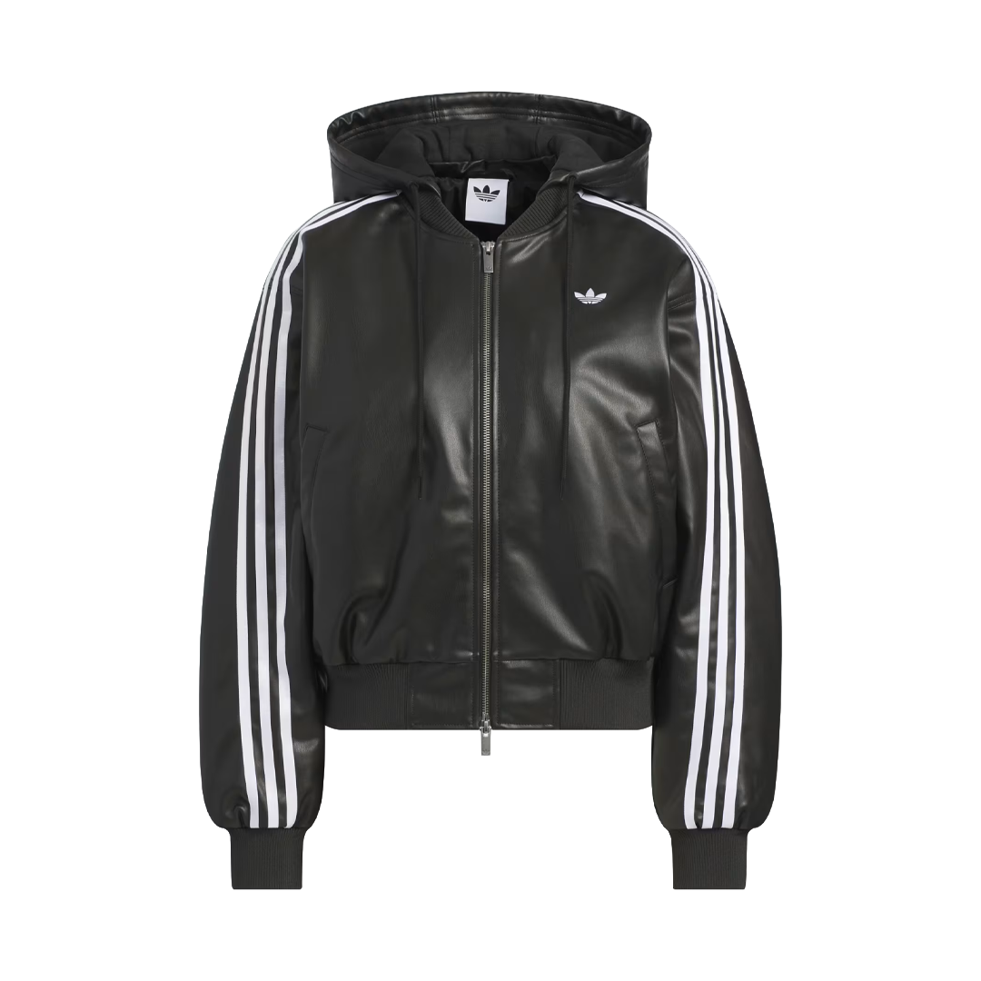 Adidas Originals Hooded Pleather Jacket Pad 'Black'