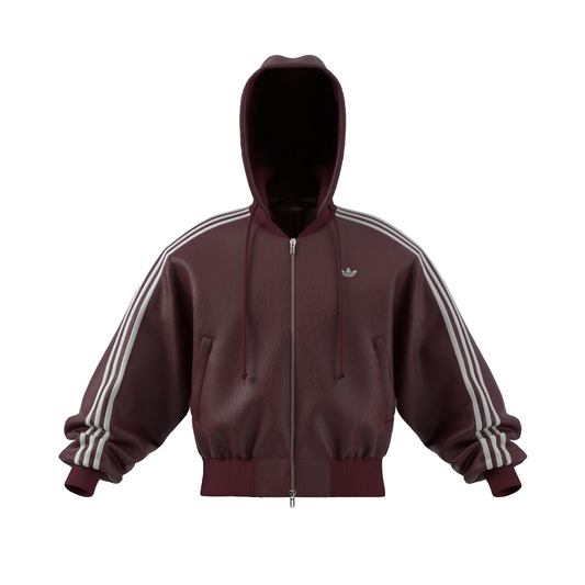 Adidas Originals FW25 Hooded Pleather Jacket Pad 'Wine Red'